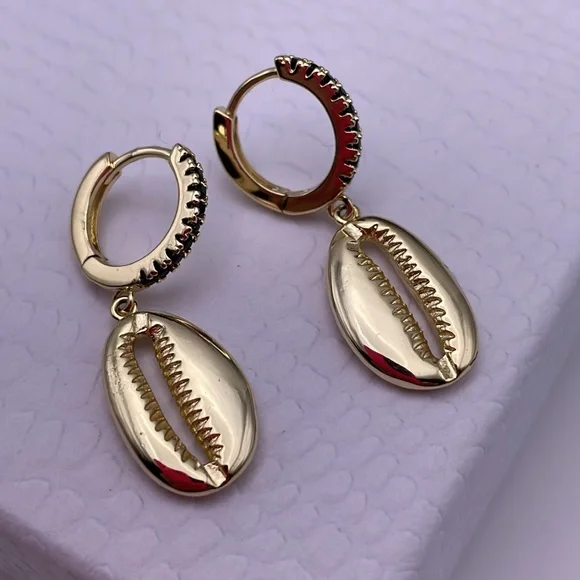 Earrings Gold Plated 18K Huggies Modern Fashion Woman’s Girl’s - Picture 8 of 12